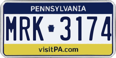 PA license plate MRK3174