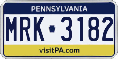 PA license plate MRK3182