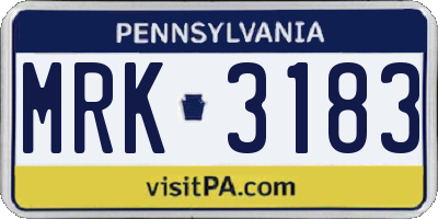 PA license plate MRK3183