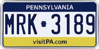 PA license plate MRK3189