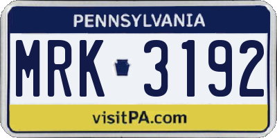 PA license plate MRK3192