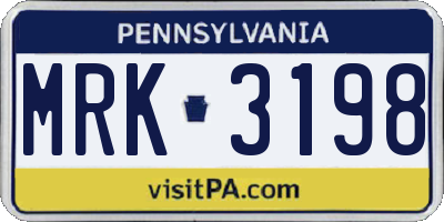 PA license plate MRK3198