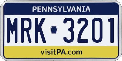 PA license plate MRK3201