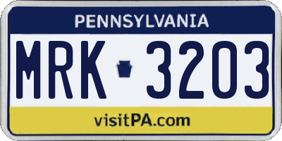 PA license plate MRK3203
