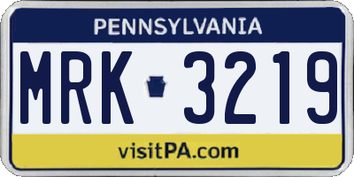 PA license plate MRK3219