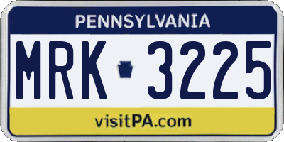PA license plate MRK3225