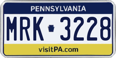 PA license plate MRK3228
