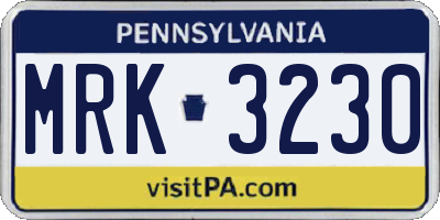 PA license plate MRK3230