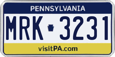 PA license plate MRK3231
