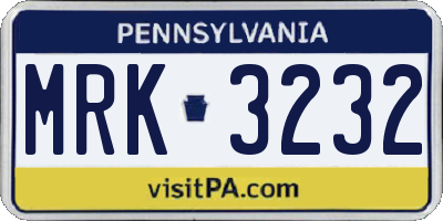 PA license plate MRK3232