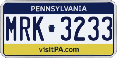 PA license plate MRK3233
