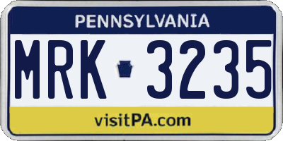 PA license plate MRK3235