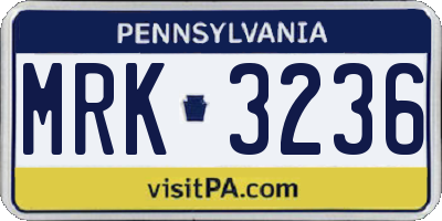 PA license plate MRK3236