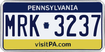 PA license plate MRK3237
