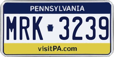 PA license plate MRK3239
