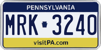 PA license plate MRK3240
