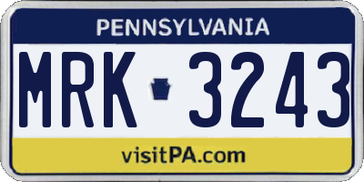 PA license plate MRK3243