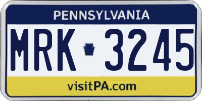 PA license plate MRK3245