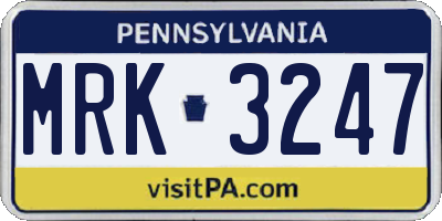 PA license plate MRK3247