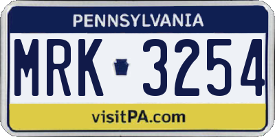 PA license plate MRK3254