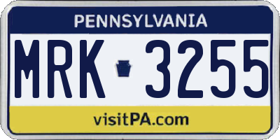 PA license plate MRK3255