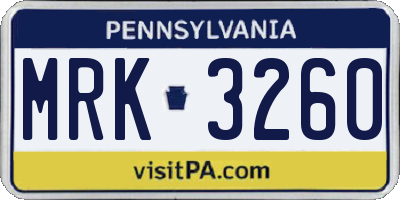 PA license plate MRK3260