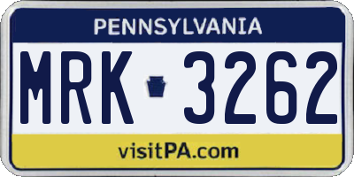PA license plate MRK3262