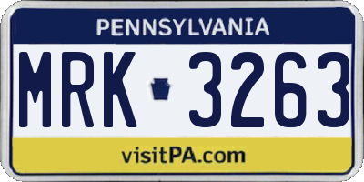 PA license plate MRK3263