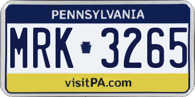 PA license plate MRK3265