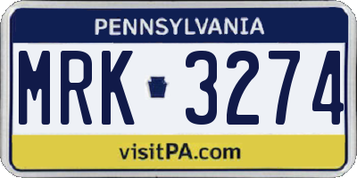 PA license plate MRK3274
