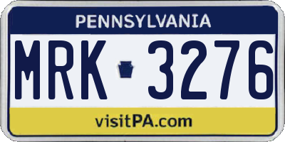 PA license plate MRK3276