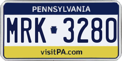 PA license plate MRK3280