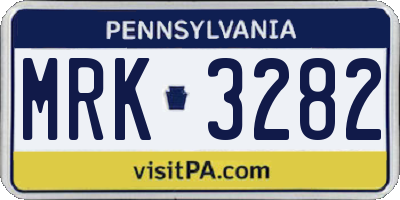 PA license plate MRK3282