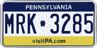 PA license plate MRK3285