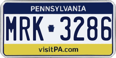 PA license plate MRK3286