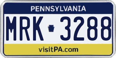 PA license plate MRK3288