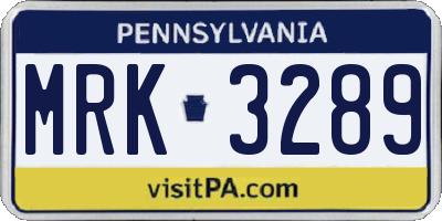 PA license plate MRK3289
