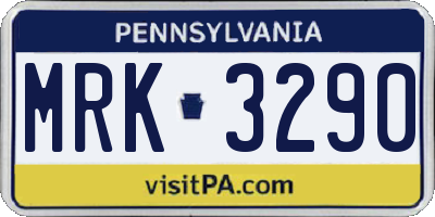 PA license plate MRK3290