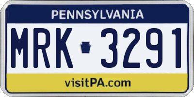PA license plate MRK3291