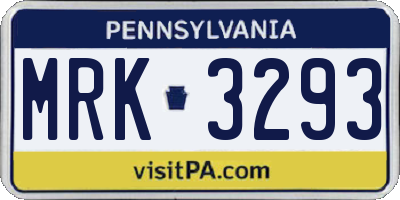 PA license plate MRK3293
