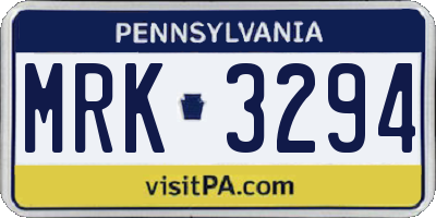 PA license plate MRK3294