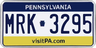 PA license plate MRK3295