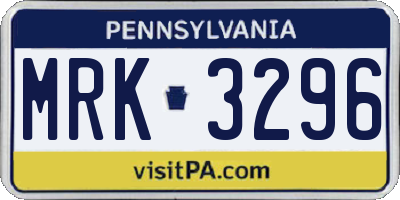 PA license plate MRK3296