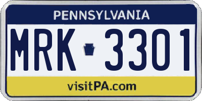 PA license plate MRK3301