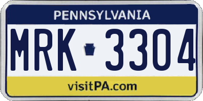 PA license plate MRK3304