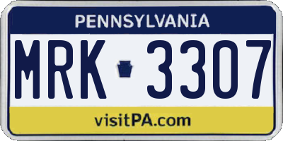 PA license plate MRK3307