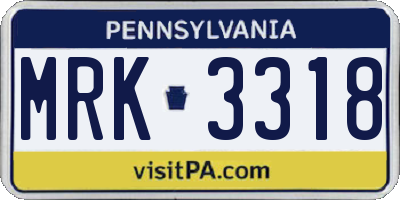 PA license plate MRK3318