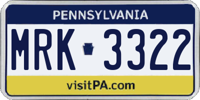 PA license plate MRK3322