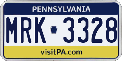 PA license plate MRK3328