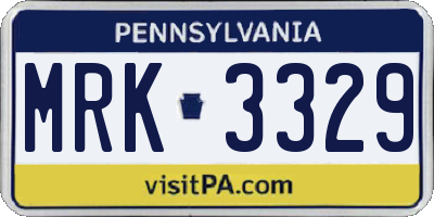 PA license plate MRK3329